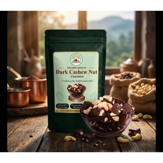 ooty dark cashew chocolate bar sugarless handmade nilgiris front view ootymade