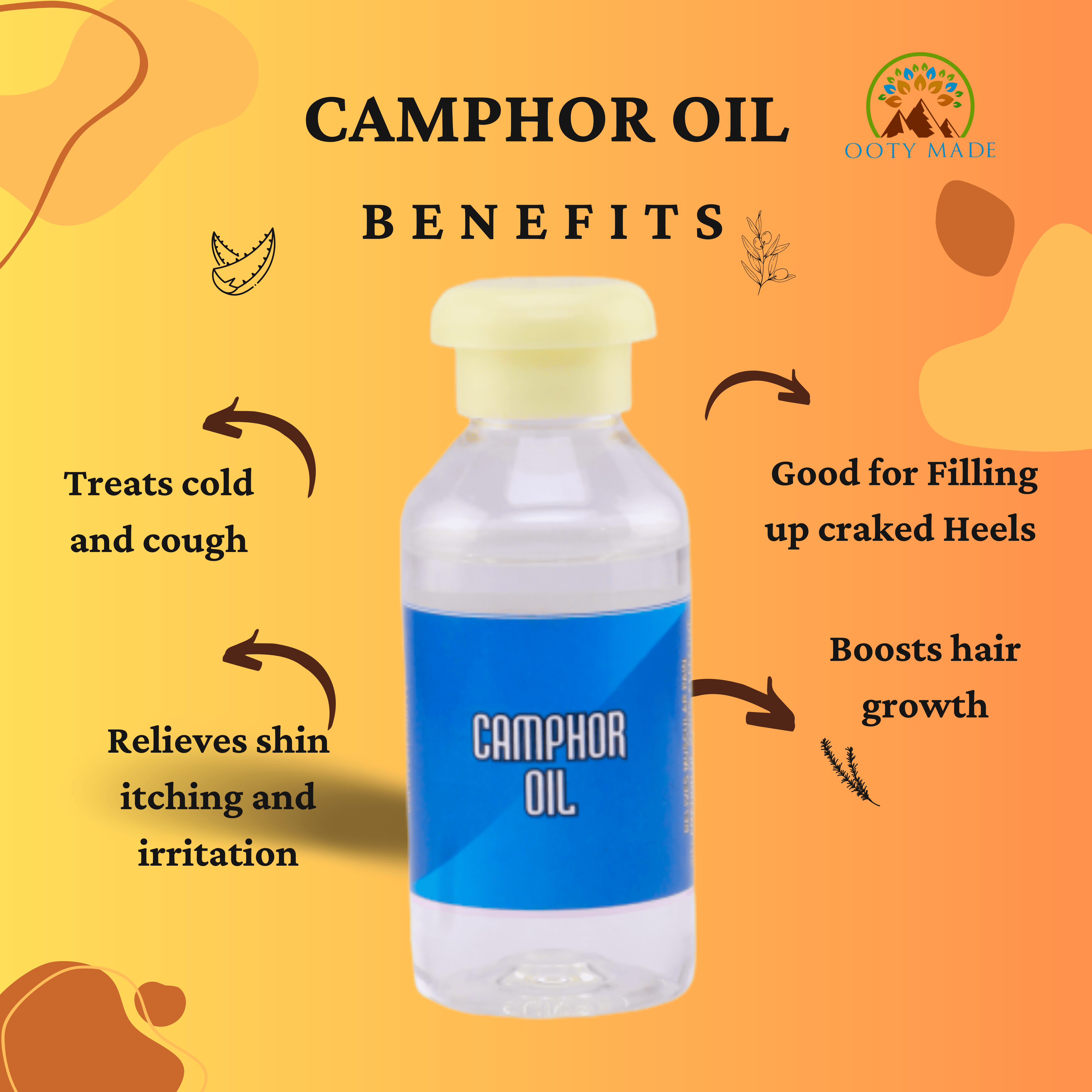 Camphor Essential Oil for skin at best price OotyMade.com