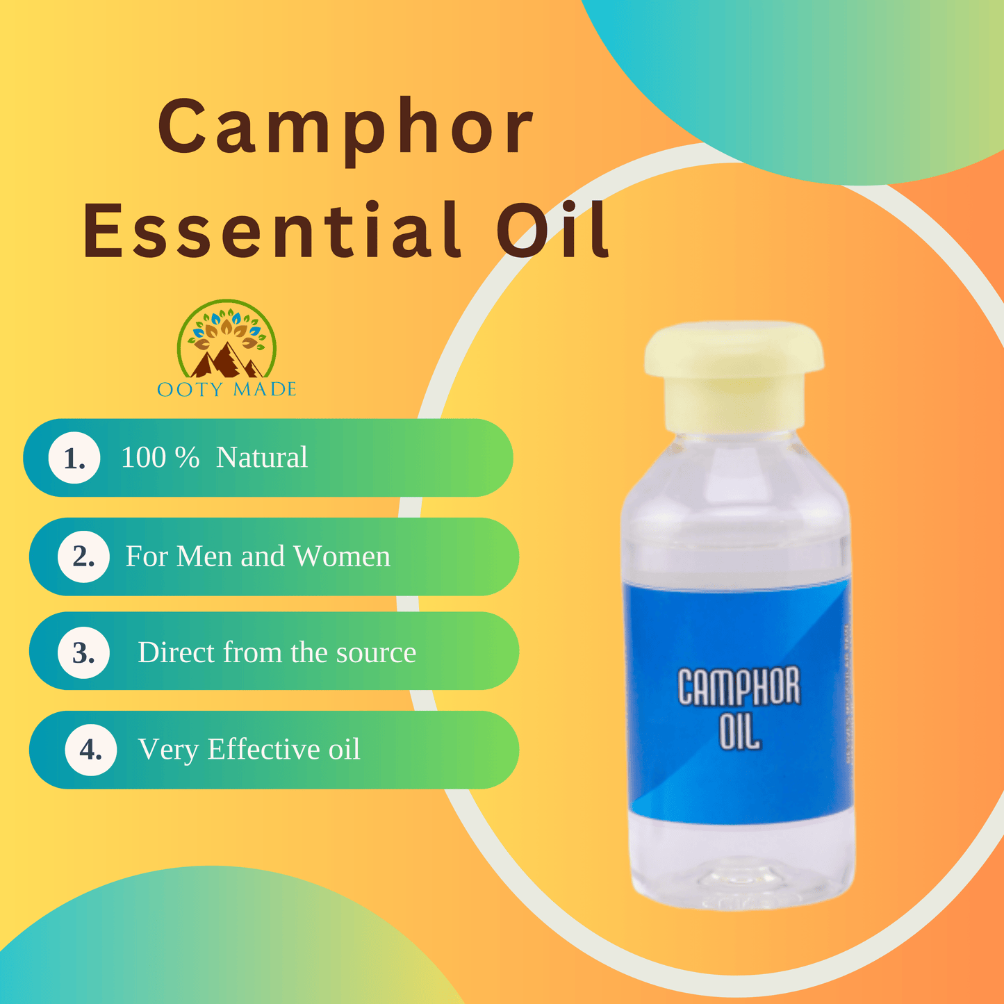 Camphor Essential Oil for skin at best price OotyMade.com