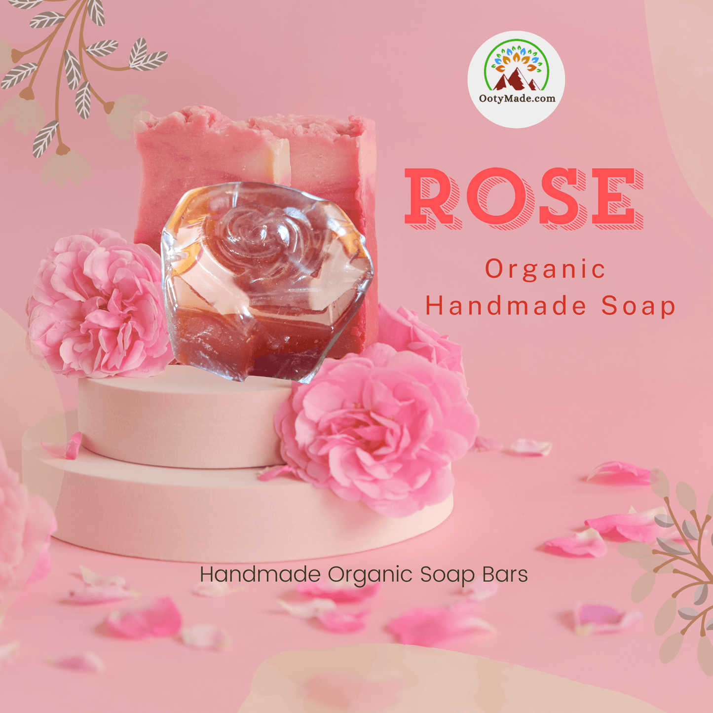 Blissful Blossom: Rose Natural Handmade Soap - Luxuriate in Organic Elegance OotyMade.com