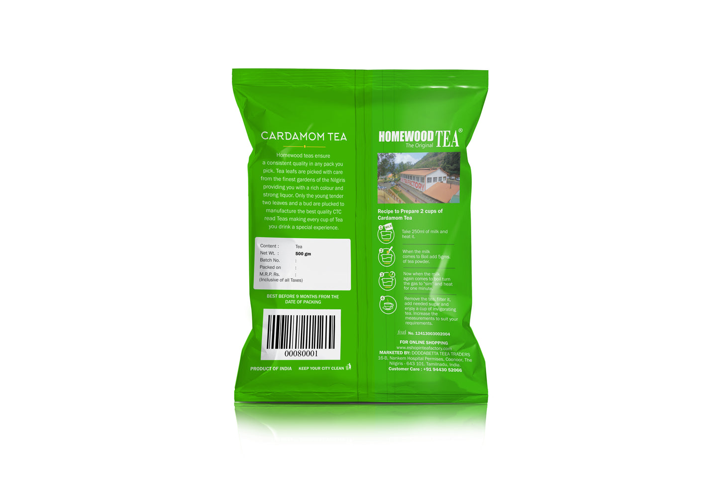 Ooty Homewood Cardamom Tea - Buy Premium Organic Elachi Chai Powder from Ooty Tea Factory OotyMade.com