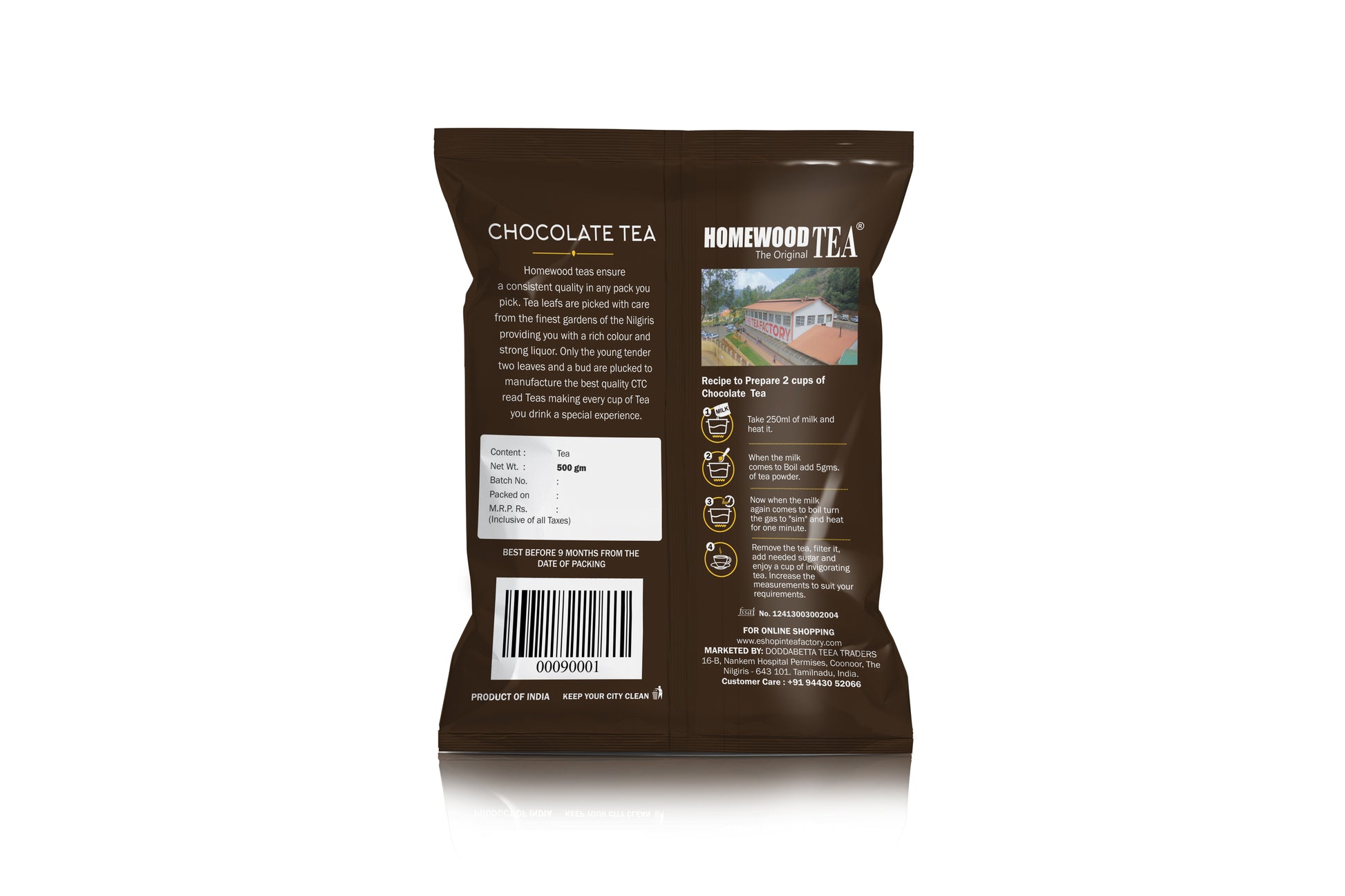 Ooty Homewood Chocolate Tea - Rich, Aromatic, and Delicious Black Tea Powder from Nilgiris OotyMade.com